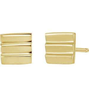 🔥🔥BONY LEVY 14K Gold Currogated Square Stud Earrings